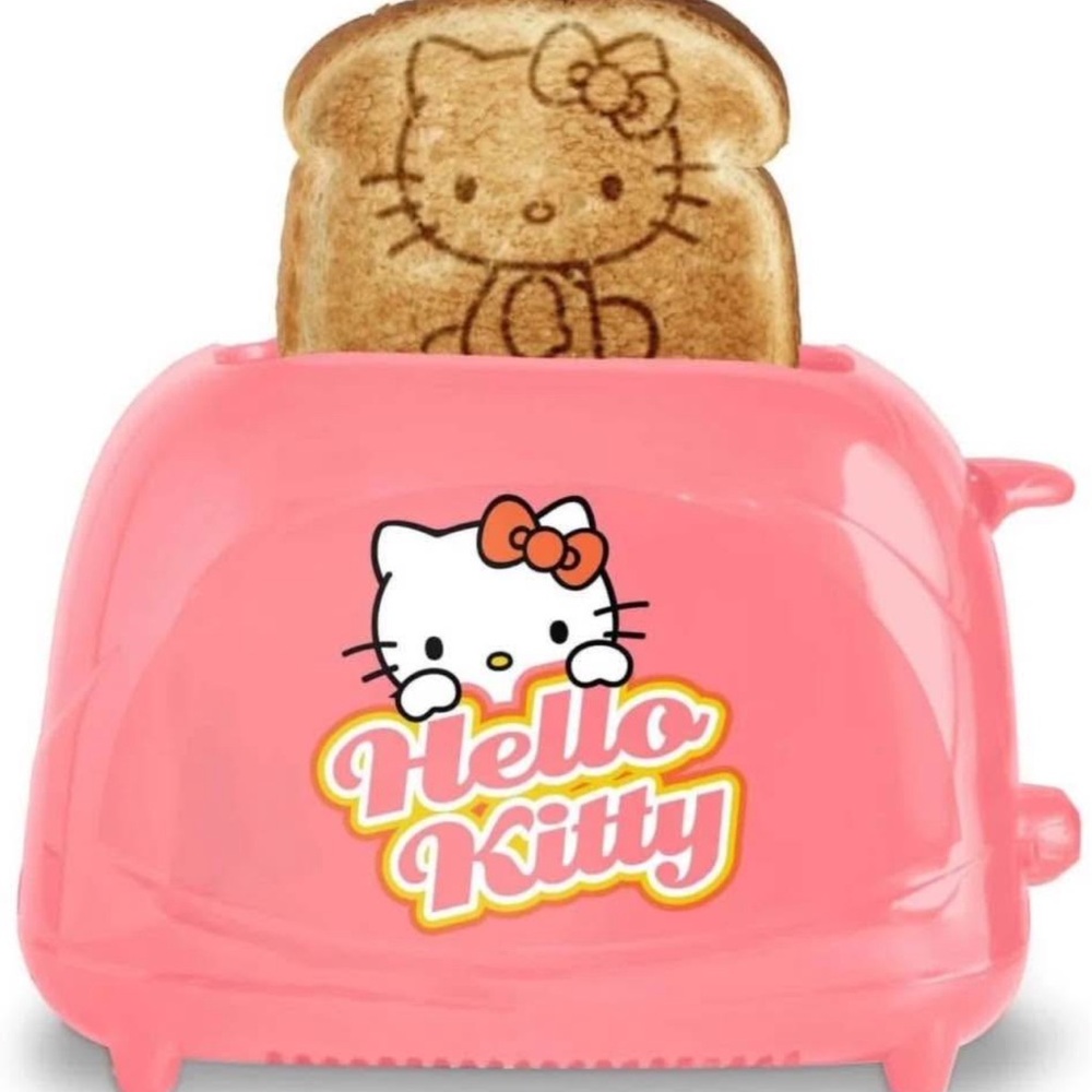 Hello Kitty 2-Slice Toaster, Pink, Toasts Image on Bread, Adjustable Browning